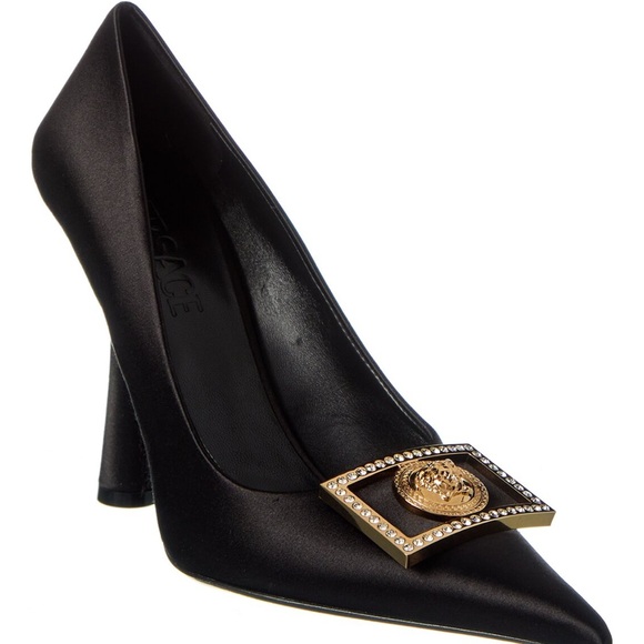 Versace Black Medusa Plaque Satin Pump - Picture 9 of 11